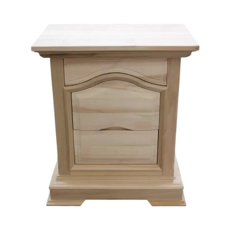 Comodino classico 3 cassetti legno grezzo 60x37x71 (496) - Mobili 2G