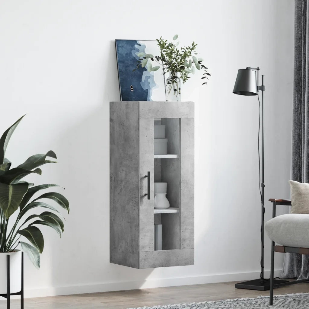 Mobile a Parete Grigio Cemento 34,5x34x90 cm 828936