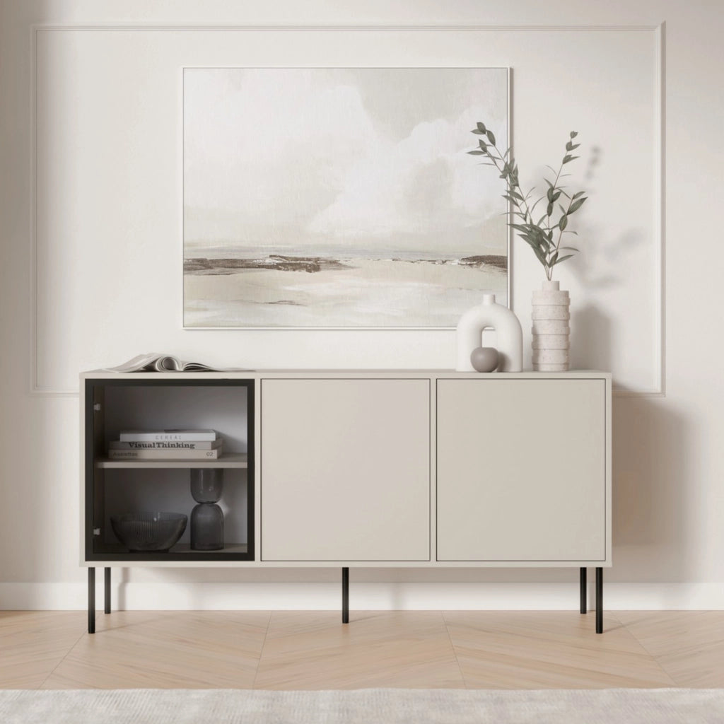 Madia Conzano, Credenza 3 Ripiani, 150x40x75h cm Beige