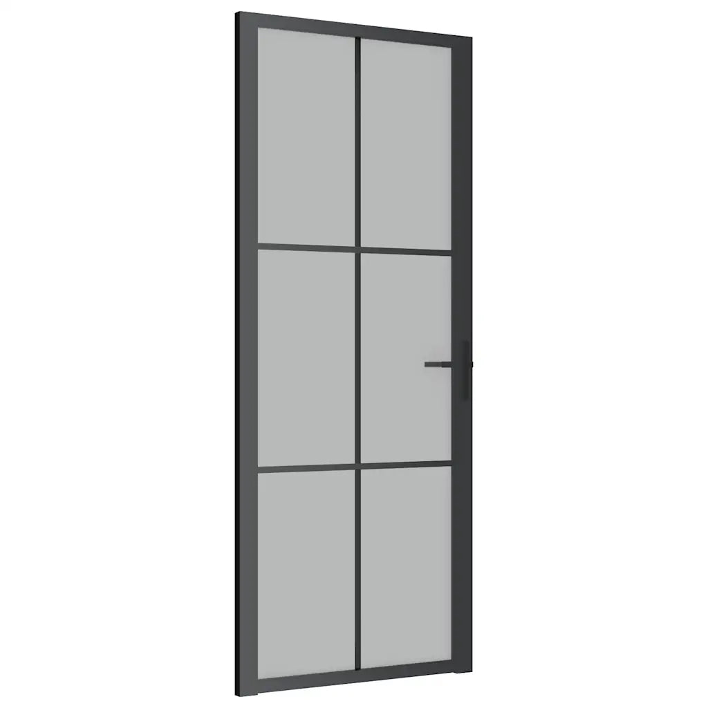 Porta Interna 83x201,5 cm Nero Opaco Vetro e Alluminiocod mxl 121402