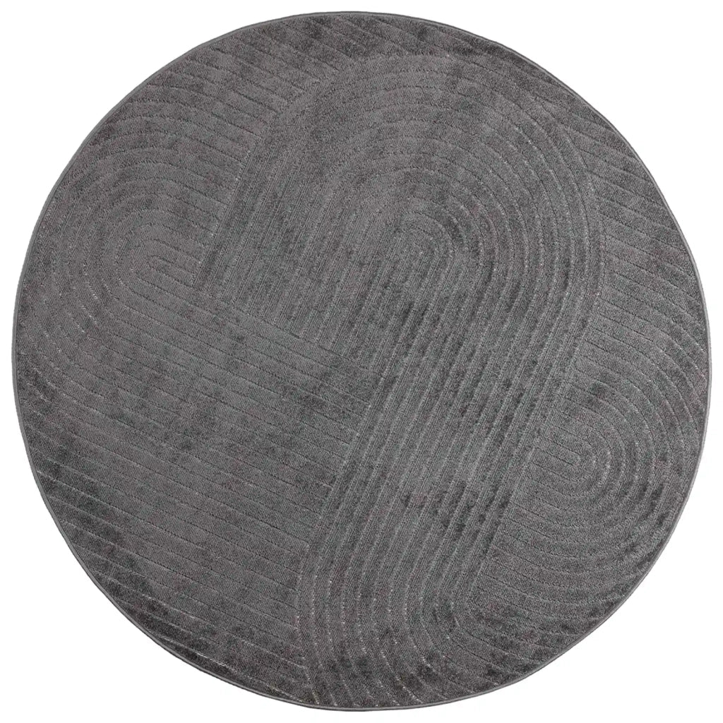 Tappeti per area Rotondo PALMERAS Antracite Ø 200 CM Poliestere