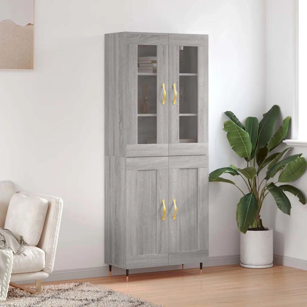vidaXL Credenza Grigio Sonoma 69,5x34x180 cm in Legno Multistrato