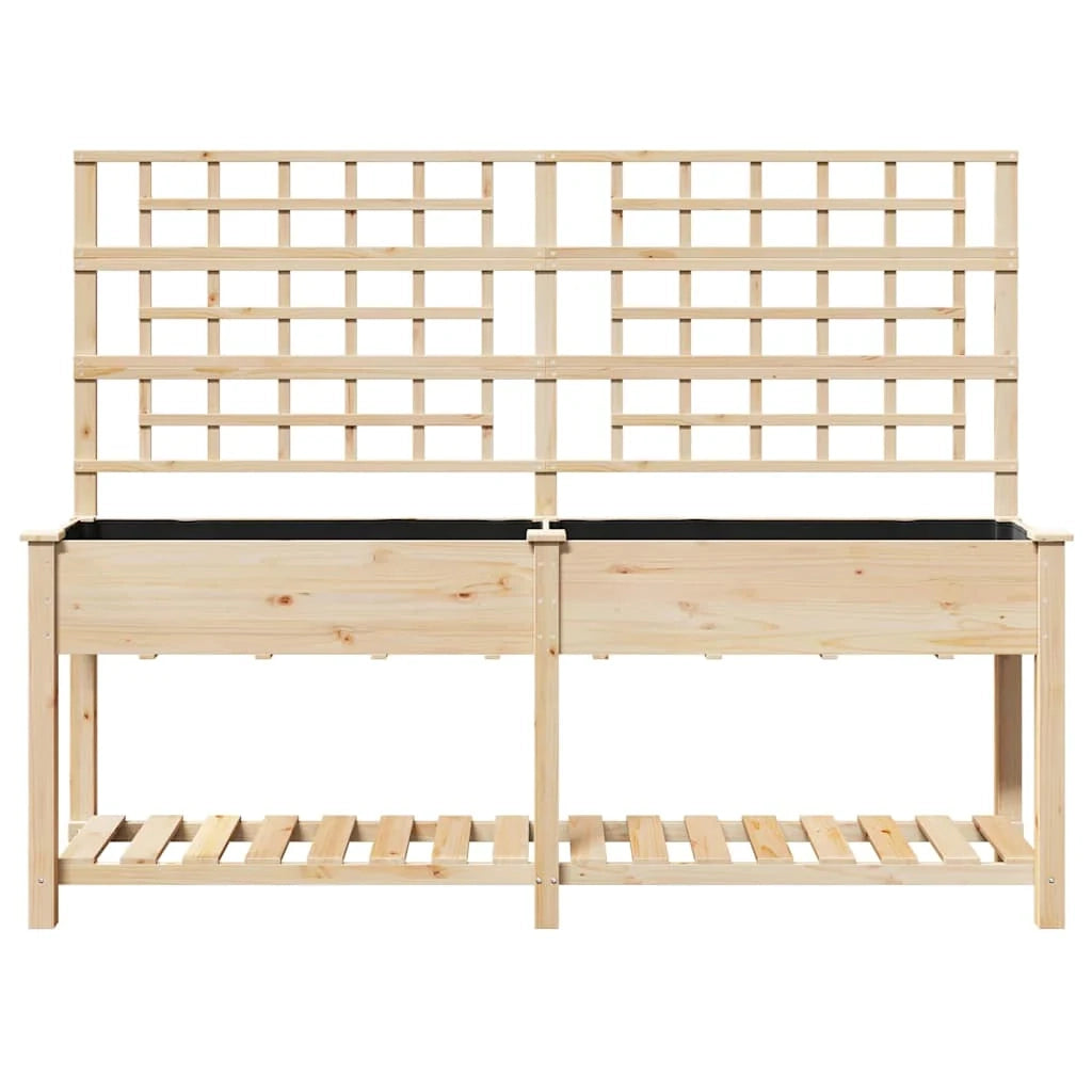 Fioriera da giardino rettangolare resistente 203,5 x 54 x 152,5 cm in legno massello di abete beige 02_0058845