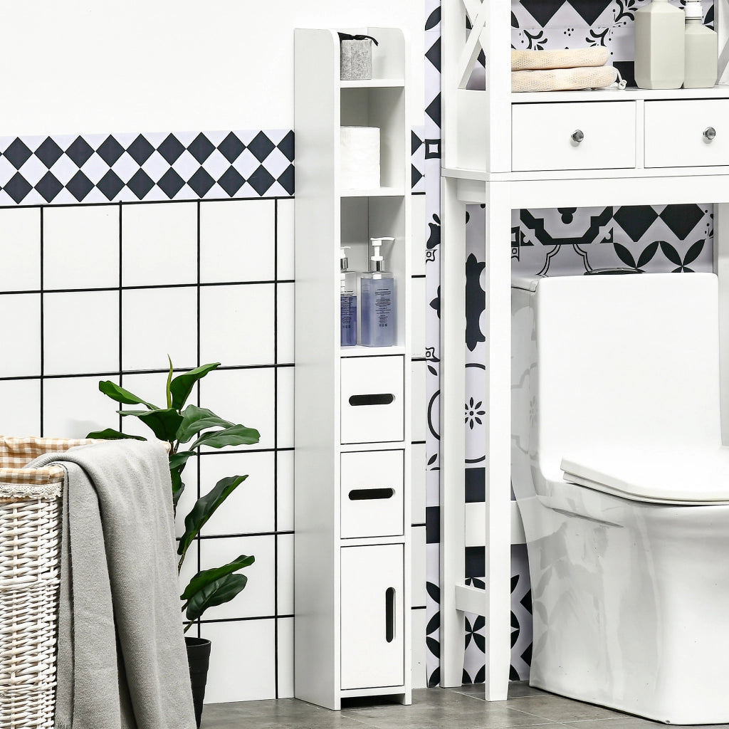 Colonna Bagno con Mensole e Armadietti ¨C zephmum ¨C Bianco 15x17x120cm