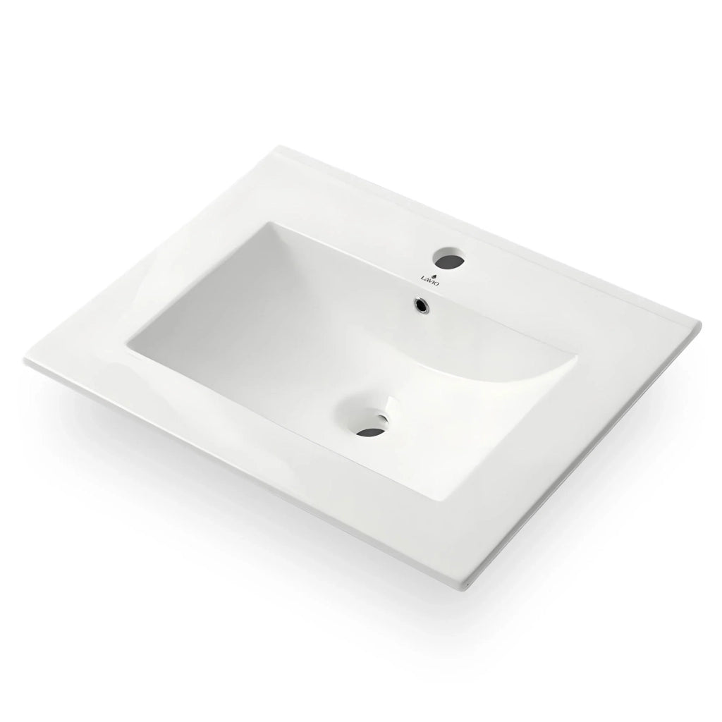 Lavabo incasso rettangolare NORDIS ceramica 61 cm Bianco
