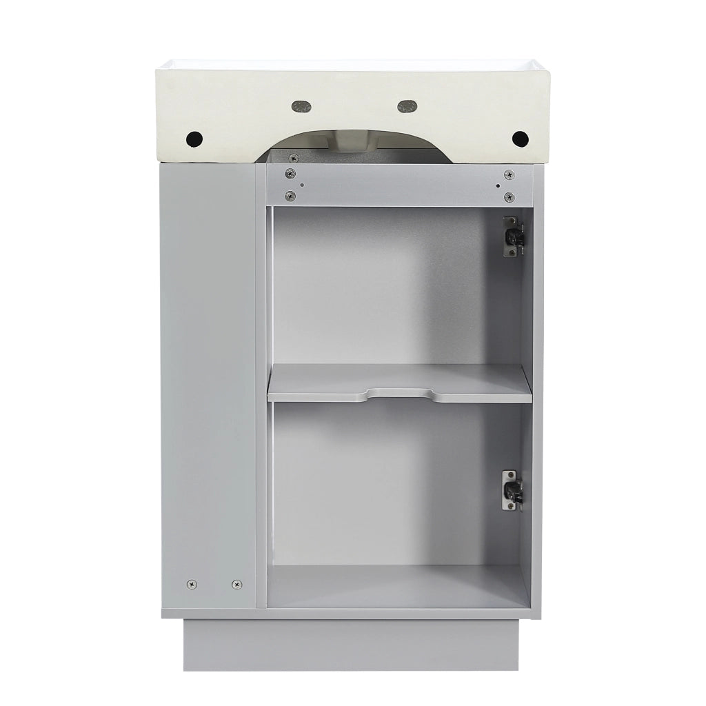 Mobile sottolavabo con lavabo in ceramica anta a chiusura ammortizzata e portarotolo removibile grigio 55 × 32 × 87 cm