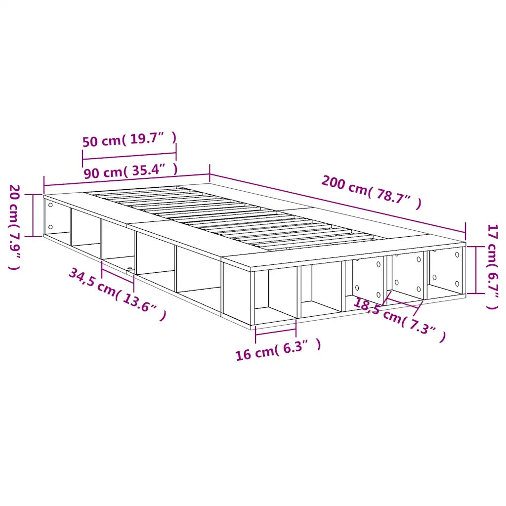 Giroletto Grigio Sonoma 90x200 cm in Legno Multistrato 3280522