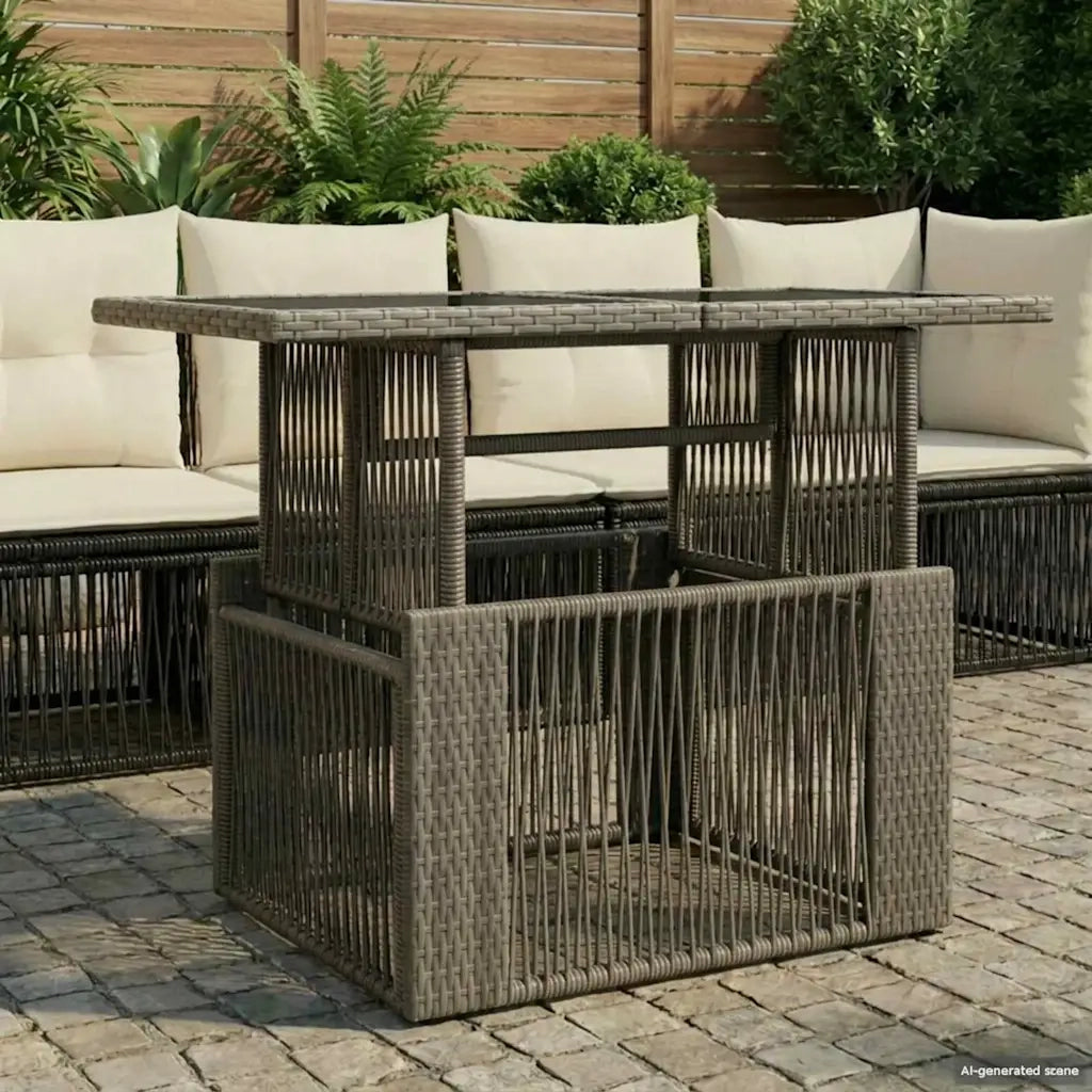 Tavolo da Giardino Grigio 100 x 55 x 37 cm Rattan PE e Vetro 42035137