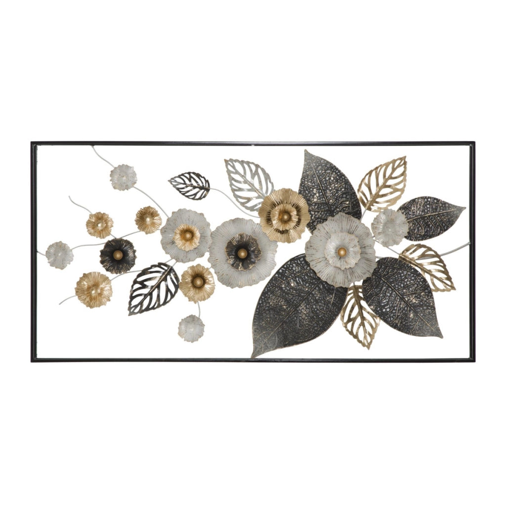 Decorazione in Metallo 3D Fiori 5, Multicolore, Metallo, 120x7x59 cm