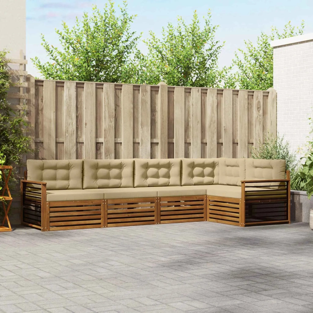 Set di divani da esterno con cuscino 5 pcs Naturale e Beige