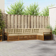 Set di divani da esterno con cuscino 5 pcs Naturale e Beige