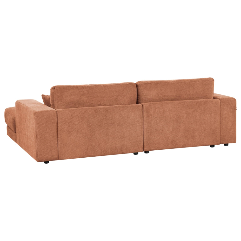 Divano angolare lato sinistro in Tessuto imbottito rosso chiaro con Cuscini 3 posti stile moderno minimalista