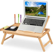 Tavolo da laptop pieghevole - cassettino letto bambù con cuscino per mouse - 175x62x34 cm