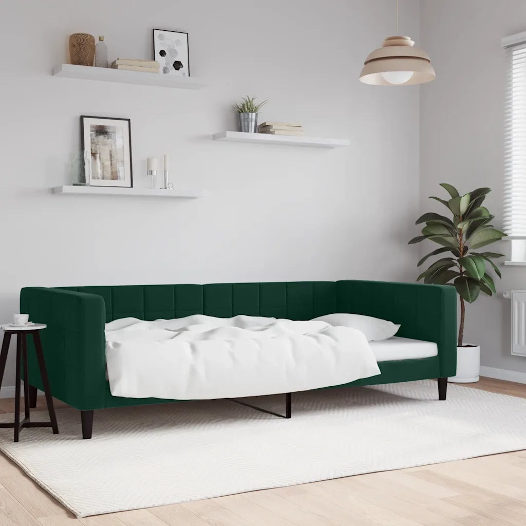 Letto singolo | Letto per adulti | Letto da Giorno Verde Scuro 100x200 cm in Velluto