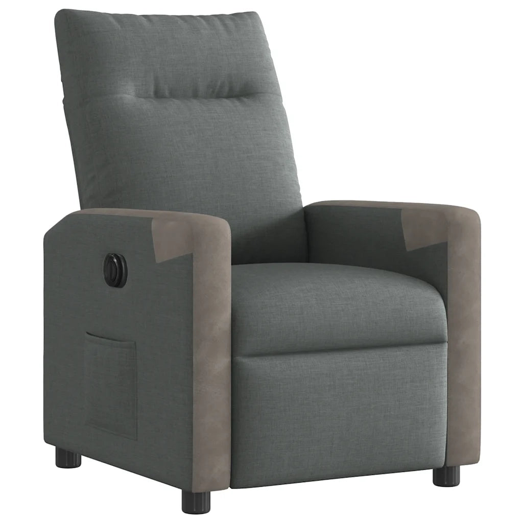 Poltrona | Sedia Relax Elettrica Reclinabile Grigio Scuro in Tessuto