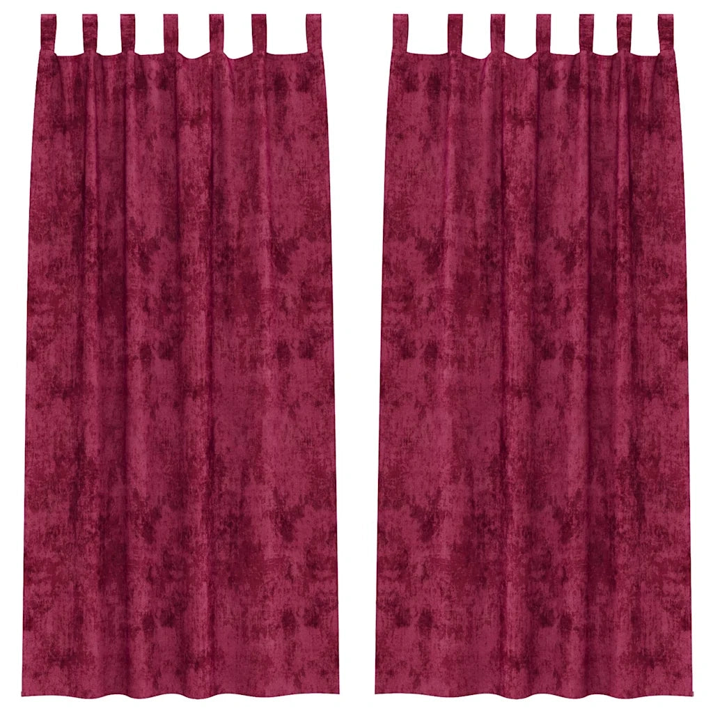 Tende in Velluto 2 pz Rosso vino 260 x 140 cm Velluto
