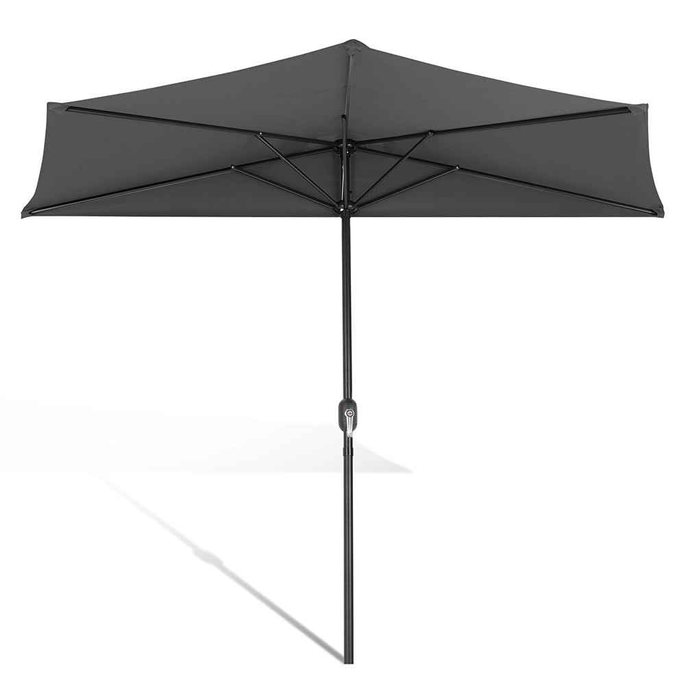 Ombrellone Semicircolare Filo Muro da Giardino 270cm con Manovella Grigio