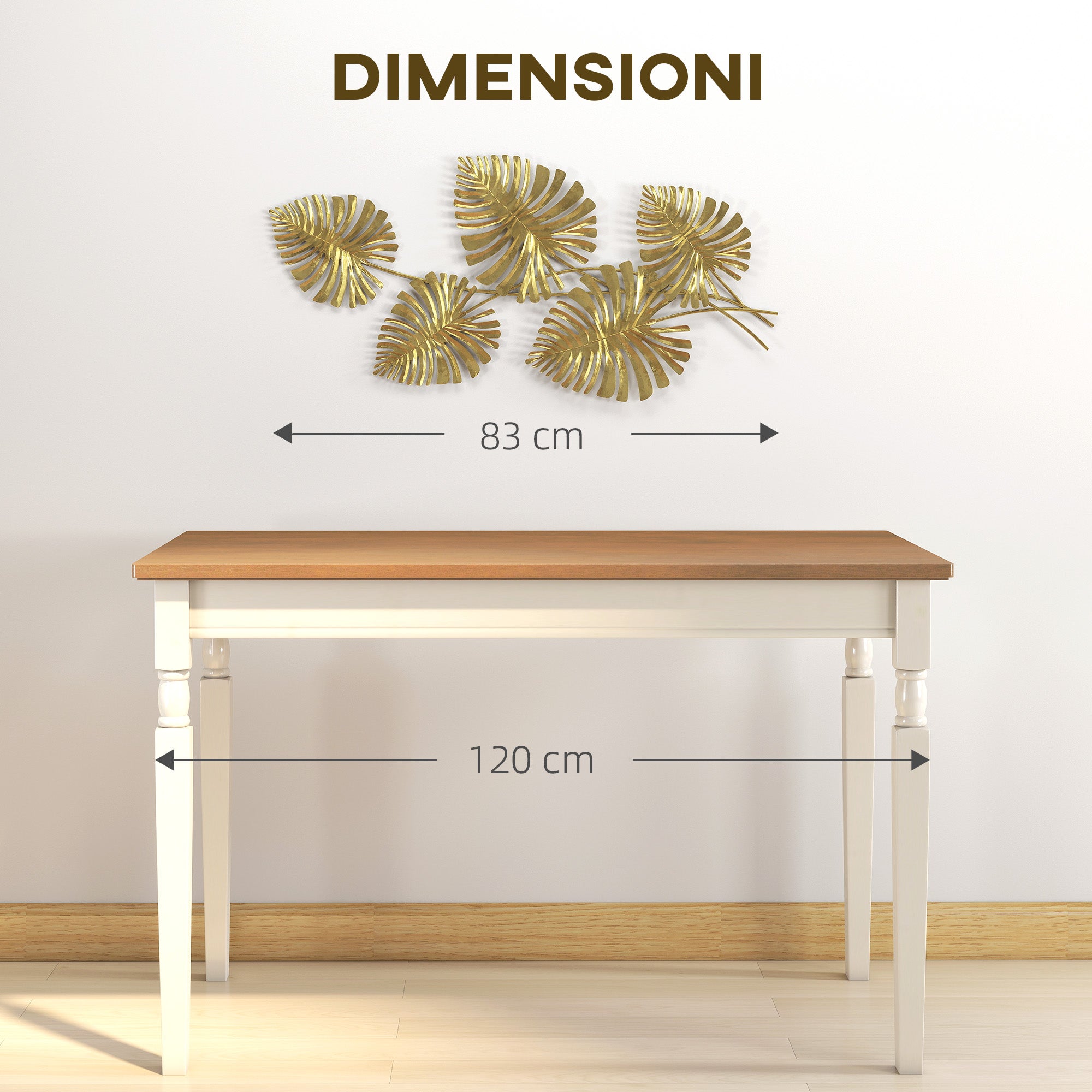 Decorazione Murale 3D 83x2,5x39 cm Wall Art Foglie di Monstera in Metallo Oro