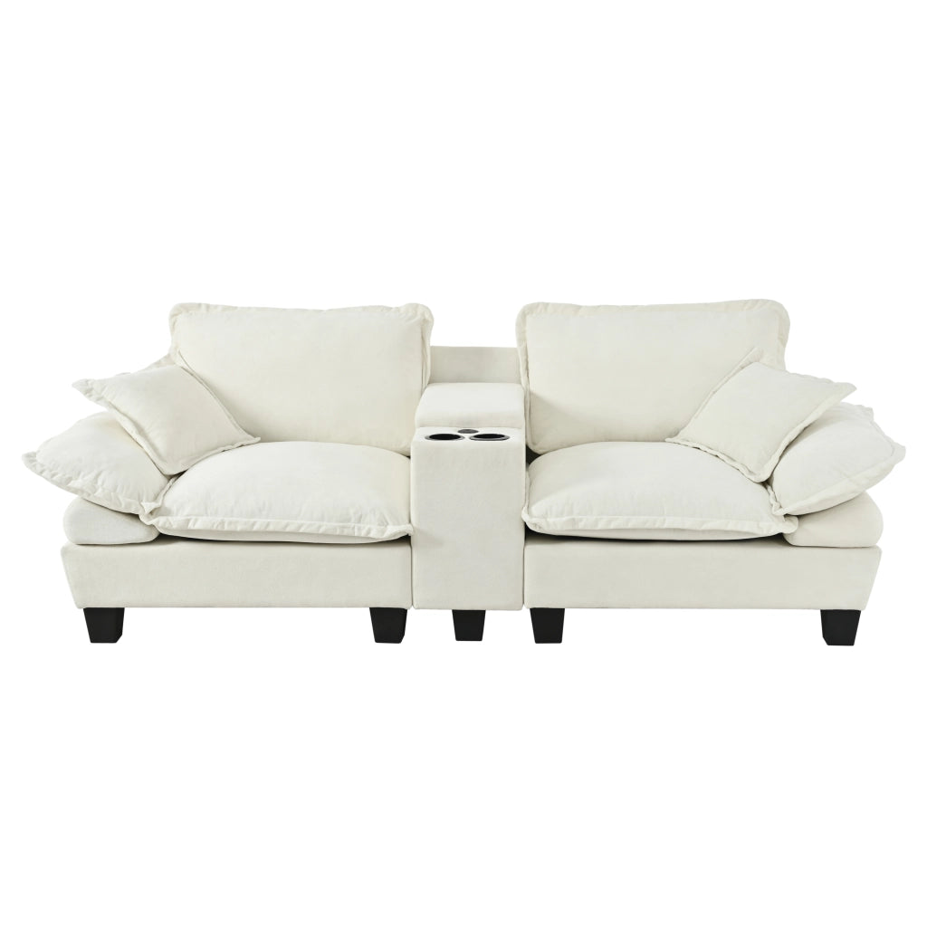 Divano Modulare con Contenitore e Cuscini ¨C Xylo ¨C Chenille Beige