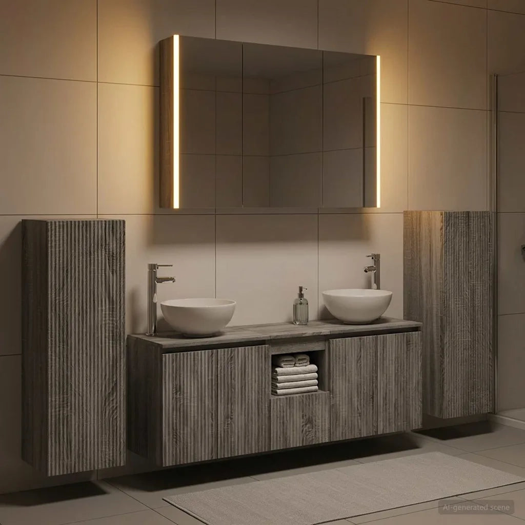 Set di mobili per il bagno 6 pcs Sonoma grigio 3407156