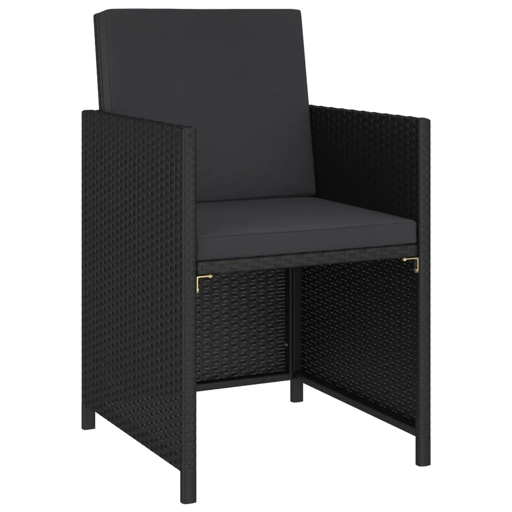 Set da Pranzo da Giardino 6 pz con Cuscini in Polyrattan Nero 315988