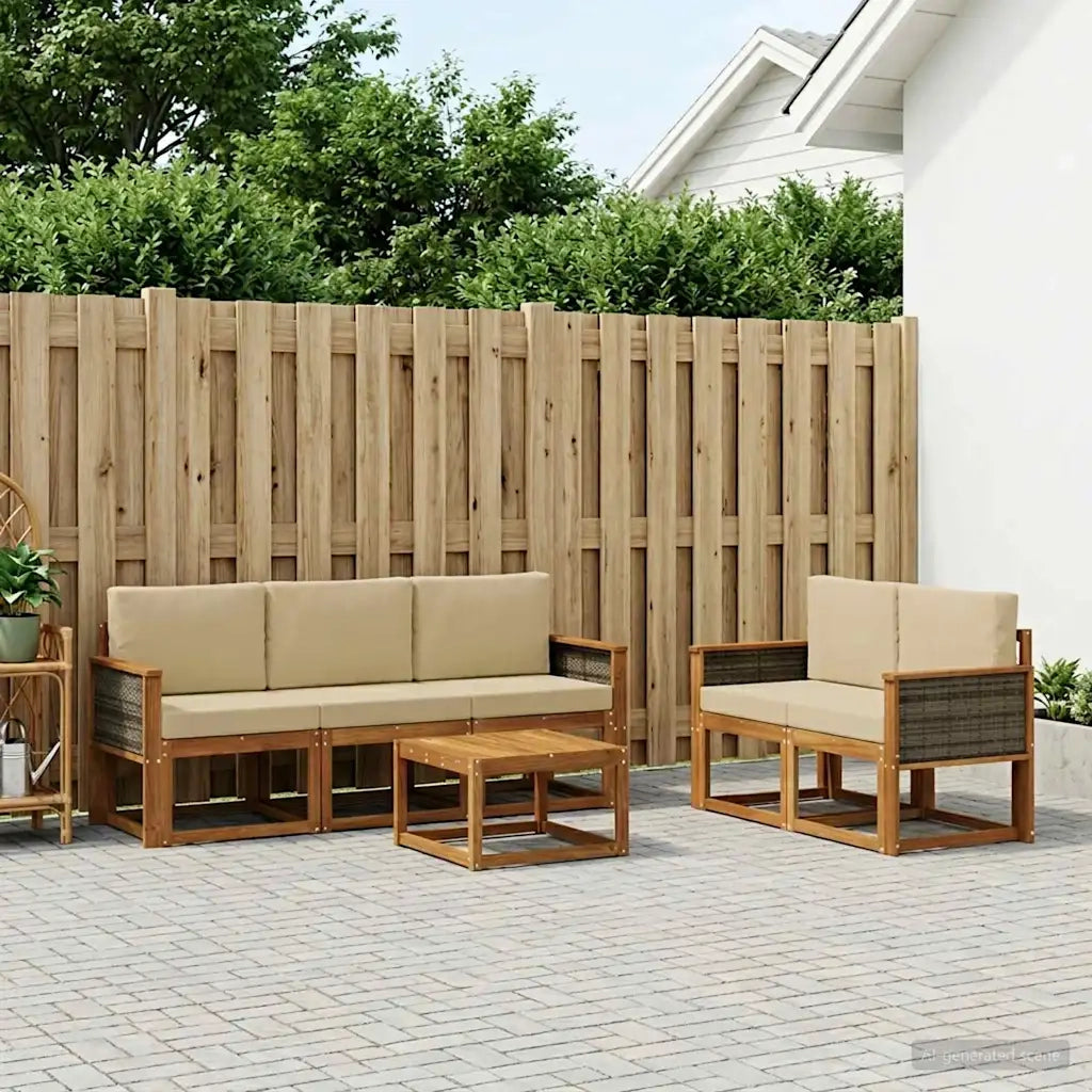 Set di divani da esterno con cuscino 6 pcs Naturale 3384989