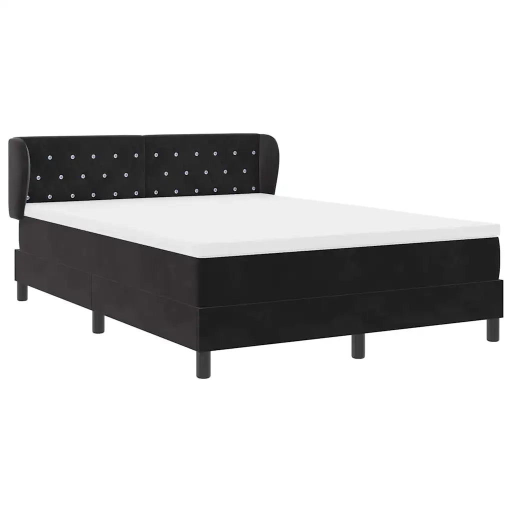 Letto a molle con materasso Nero 140 x 200 cm Velluto 3340336