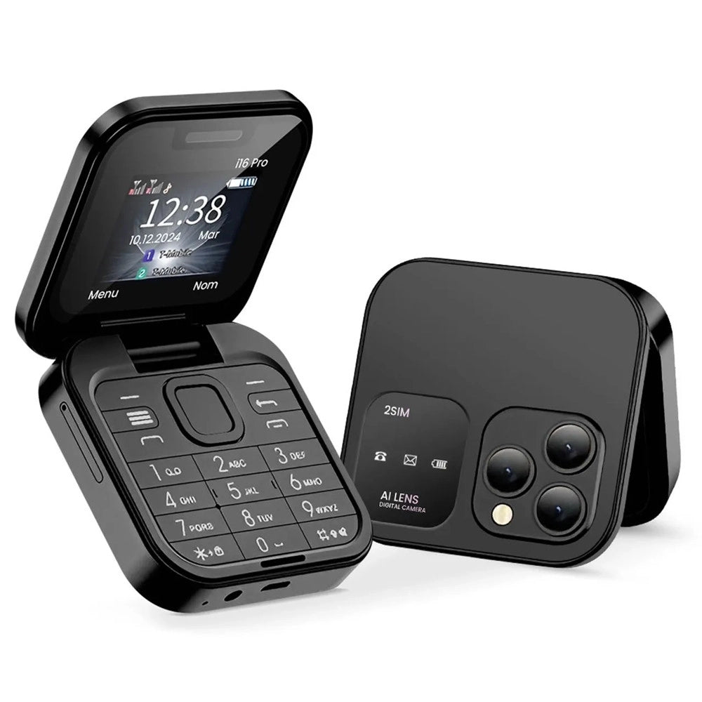 Trade Shop - Mini Flip Telefono Schermo 1.77" Pieghevole Multilingue Ad Alta Batteria Dual Sim 1000mah -