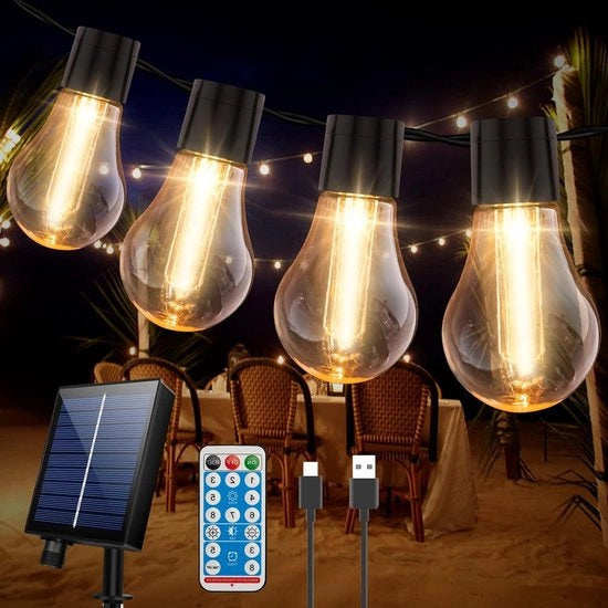 Cavo di illuminazione alimentato da energia solare 20 led 9 m IP65 resistente all'acqua 8 modalità per esterni - Decorazione per terrazza giardino balcone natale festa decorativa