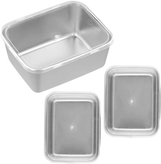 Contenitore alimentare in acciaio inossidabile - 3 pezzi - 14 x 11 x 6 cm - con chiusura ermetica