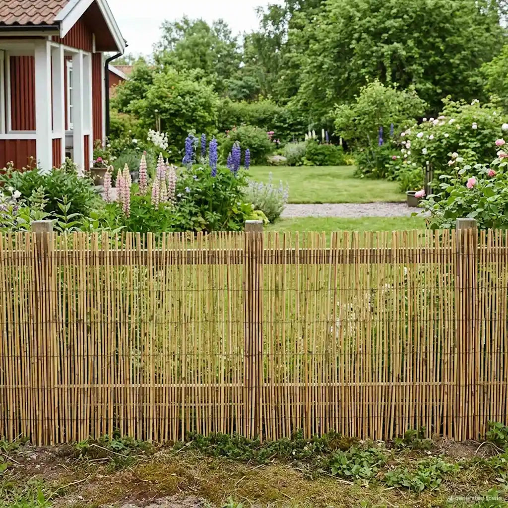 Recinzione per Giardino Carbonizzato 400 x 100 cm Giunco