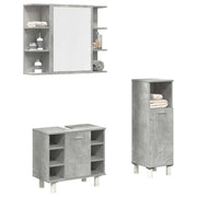 vidaXL Set Mobili da Bagno 3 pz Grigio Cemento in Legno Multistrato