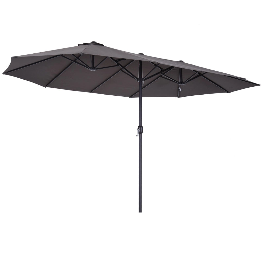 EasyComfort Ombrellone Doppio da Giardino 4.6x2.7 m a 12 Stecche con Prese d'Aria e Manovella, Ombrellone per Esterni in Acciaio e Poliestere, Anti UV, Grigio