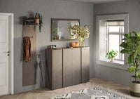 Mobile Multiuso 4 Ante con 10 Ripiani 140x35x111 cm Frame Bronzo e Mercure