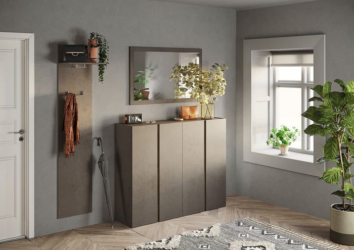 Mobile Multiuso 4 Ante con 10 Ripiani 140x35x111 cm Frame Bronzo e Mercure