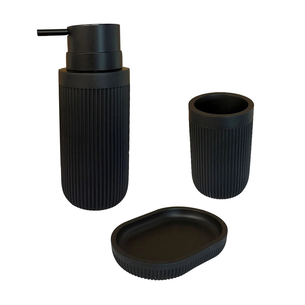 Set di 3 accessori da bagno dal design contemporaneo armonia per il bagno in poliresina grigia 13_0017904