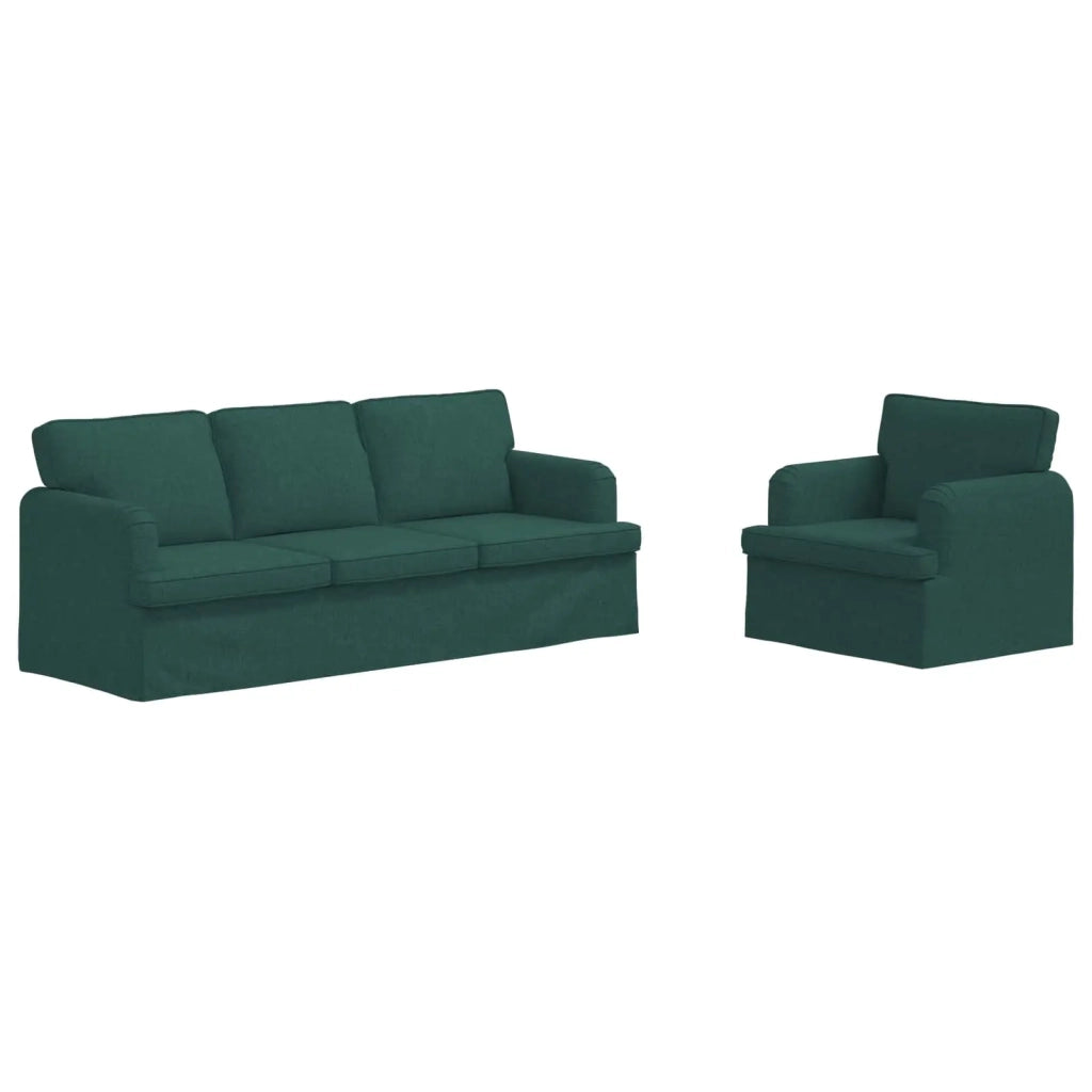 Set di divani 2 pcs Verde Scuro 201 x 80 x 85 cm Tessuto