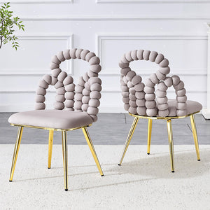 Set 2 sedie da pranzo - Xylo - velluto grigio gambe dorate