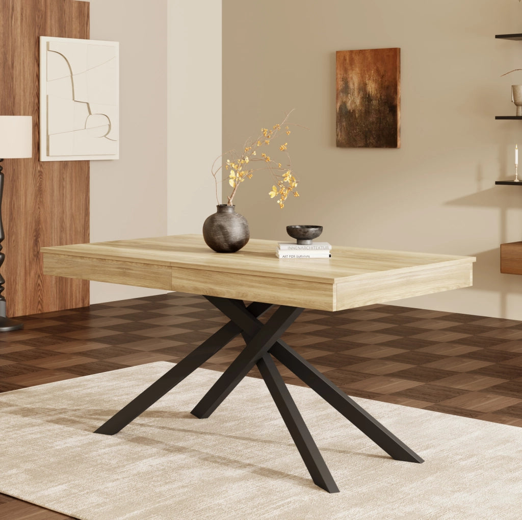 Tavolo da pranzo allungabile 140-180 cm; MDF; rovere