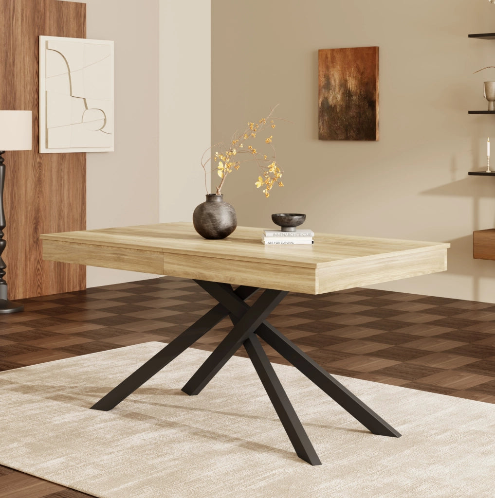 Tavolo da pranzo allungabile 140-180 cm; MDF; rovere