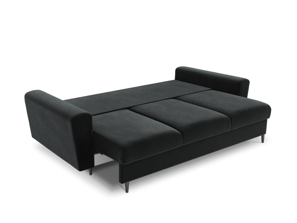 Cosmopolitan Design - Divano convertibile con contenitore "Kyoto" 3 posti in velluto grigio scuro 