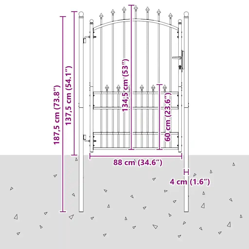 Cancello della recinzione con punte EMMEN 170 x 100 cm
