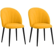 Set 2 Sedie da Pranzo Design Nordico in Metallo e Tessuto Effetto Velluto Giallo e Nero, 52x54x79 cm