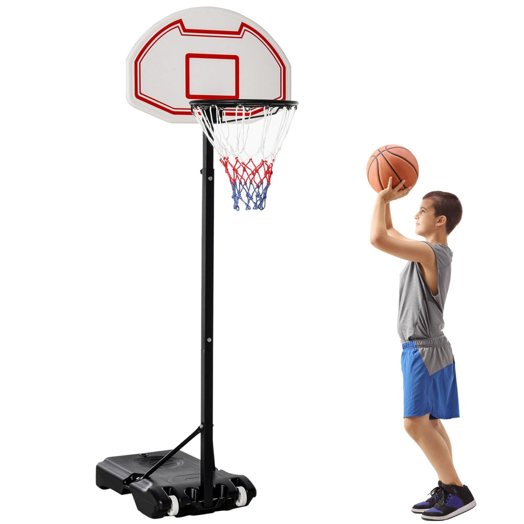 Canestro da Basket Regolabile 155-210 cm Base Riempibile e Ruote ¨C zephmum ¨C Multicolore
