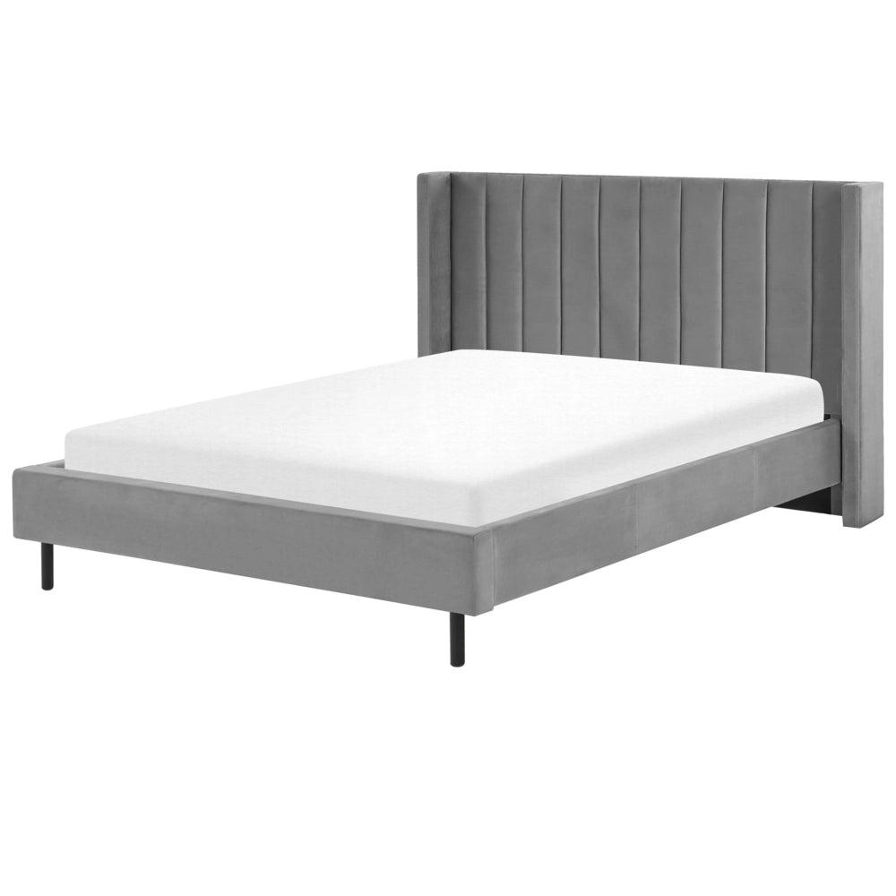 Letto matrimoniale 160 x 200 cm Rete a doghe in velluto grigio