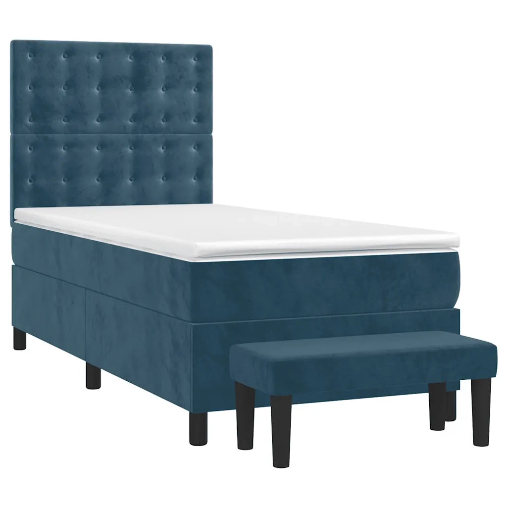 Giroletto a Molle con Materasso Blu Scuro 90x190 cm in Velluto