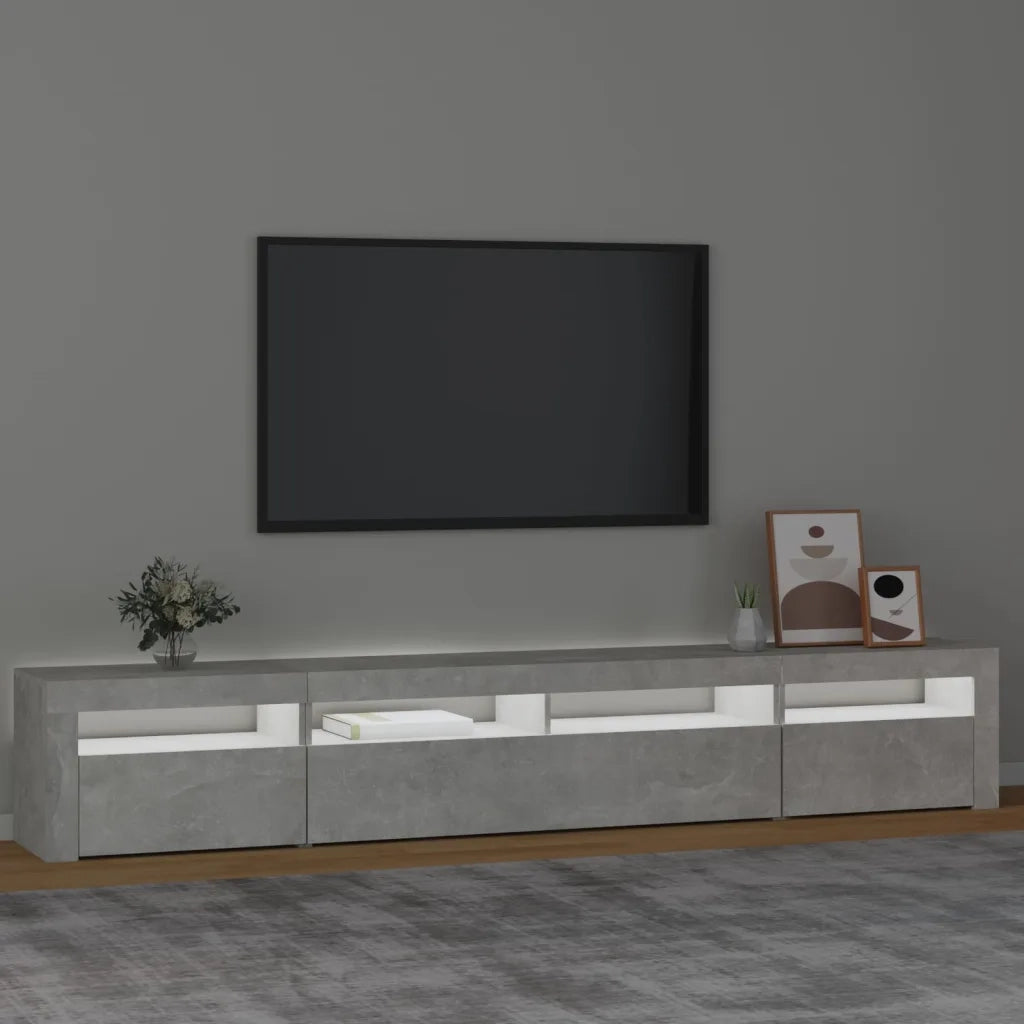 Mobile Porta TV con Luci LED Grigio Cemento 240x35x40 cm 3152725