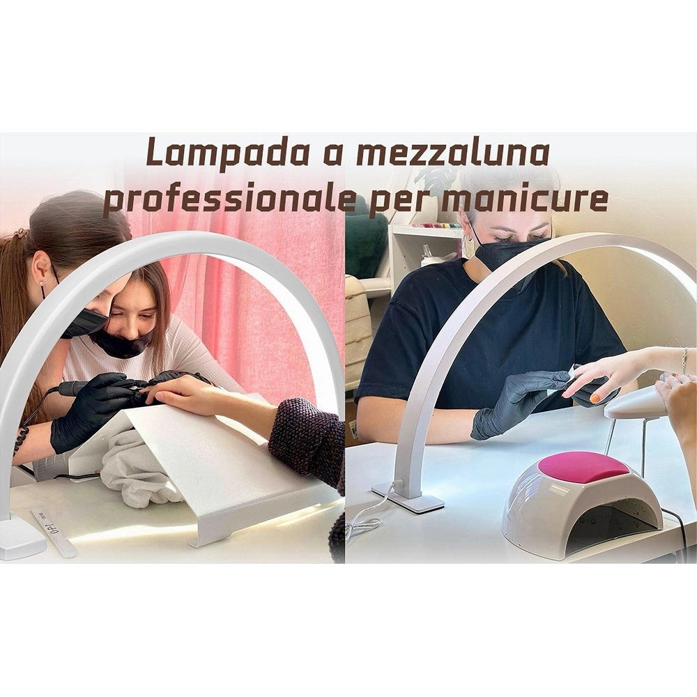 Trade Shop - Luce A Mezza Luna Per Scrivania Lampada Lunare A Led Per Unghie Trucco Estetista -