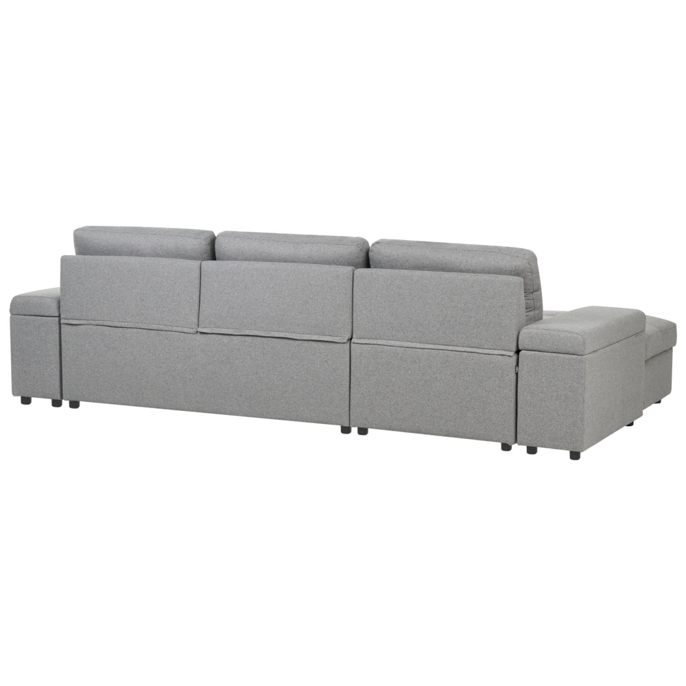Divano letto angolare Grigio in tessuto imbottito Orientamento a destra con letto contenitore