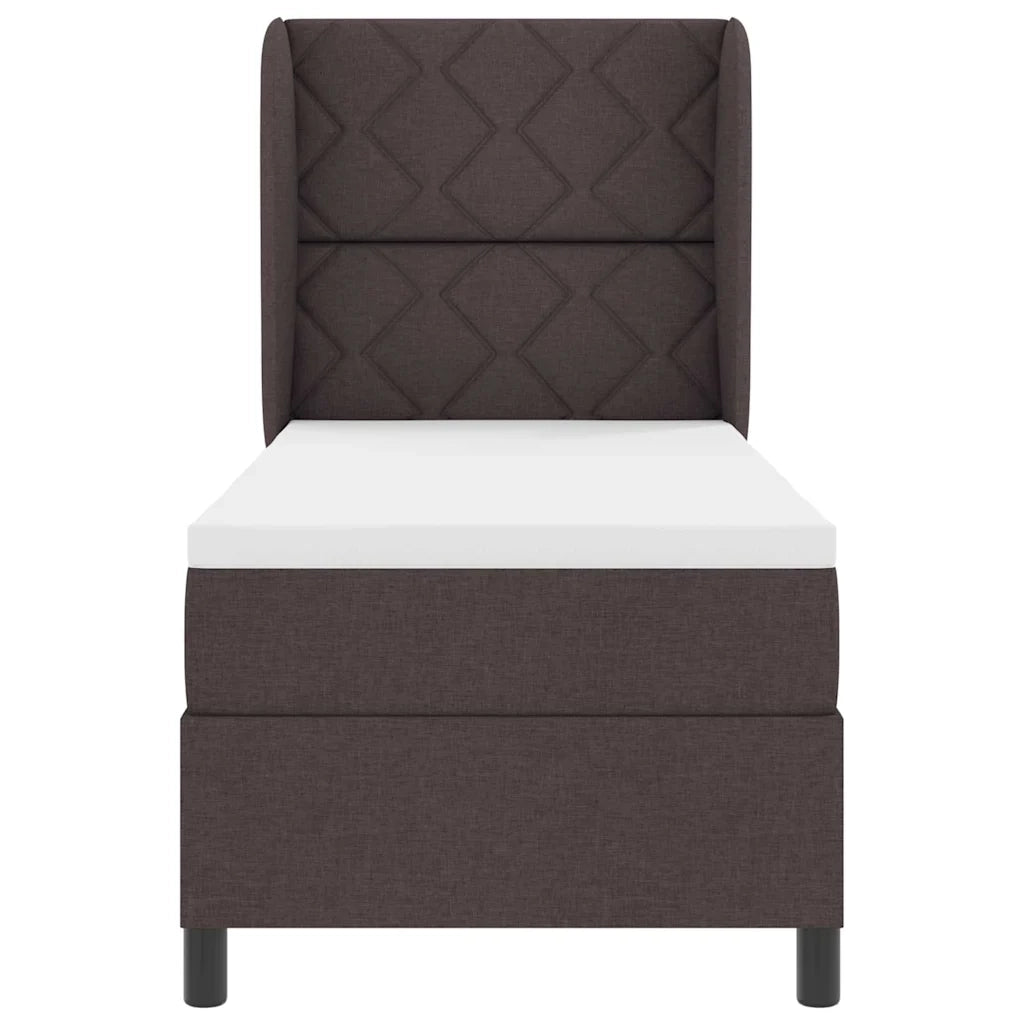 Letto a molle con materasso Marrone scuro 80 x 200 cm Tessuto 3340595